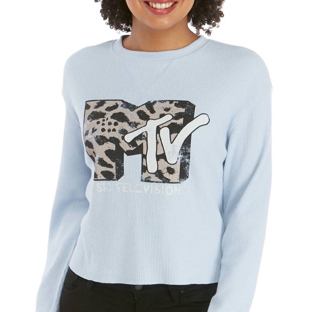 MTV animal print jersey knit long sleeve graphic size M, L & XL